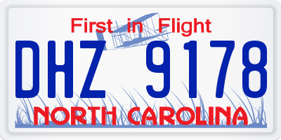NC license plate DHZ9178