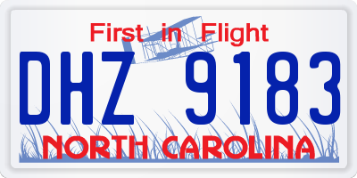 NC license plate DHZ9183
