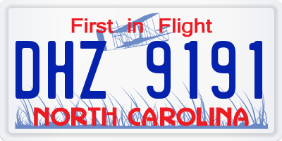 NC license plate DHZ9191