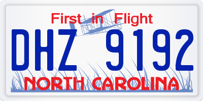 NC license plate DHZ9192