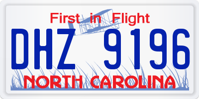 NC license plate DHZ9196