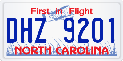 NC license plate DHZ9201