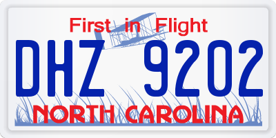 NC license plate DHZ9202