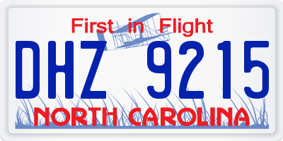 NC license plate DHZ9215