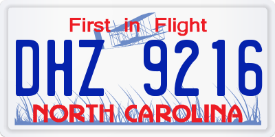 NC license plate DHZ9216
