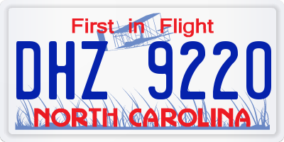 NC license plate DHZ9220