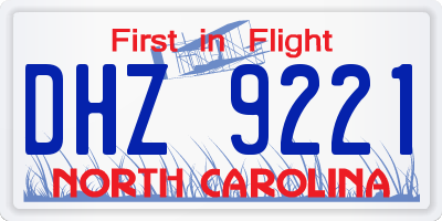 NC license plate DHZ9221