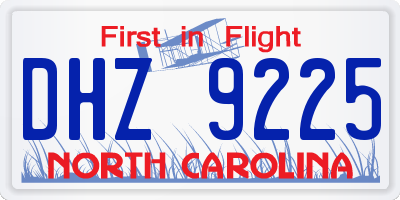 NC license plate DHZ9225