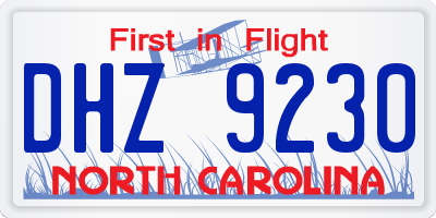 NC license plate DHZ9230