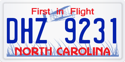 NC license plate DHZ9231