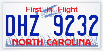 NC license plate DHZ9232