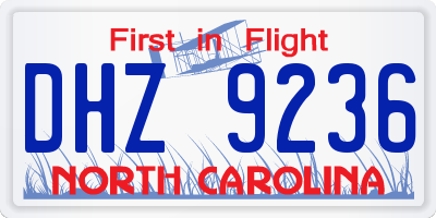 NC license plate DHZ9236