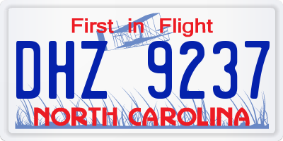 NC license plate DHZ9237