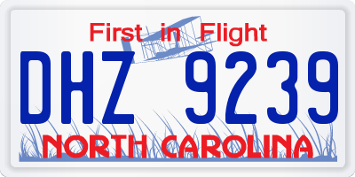 NC license plate DHZ9239