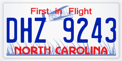 NC license plate DHZ9243