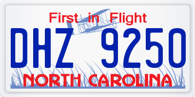 NC license plate DHZ9250