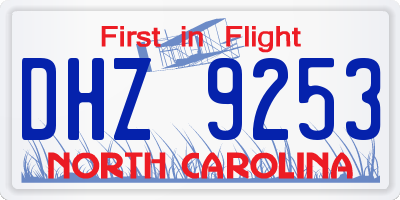 NC license plate DHZ9253