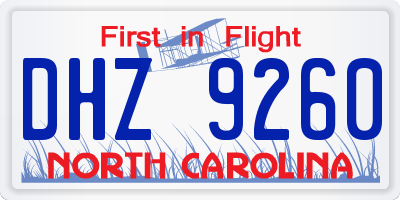 NC license plate DHZ9260