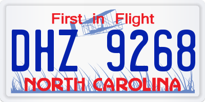 NC license plate DHZ9268