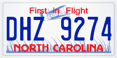 NC license plate DHZ9274