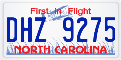 NC license plate DHZ9275