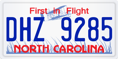 NC license plate DHZ9285