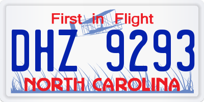 NC license plate DHZ9293