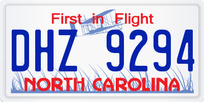 NC license plate DHZ9294