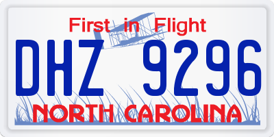 NC license plate DHZ9296