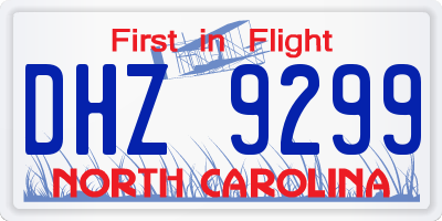 NC license plate DHZ9299
