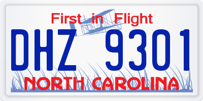 NC license plate DHZ9301