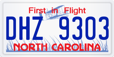 NC license plate DHZ9303