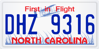NC license plate DHZ9316