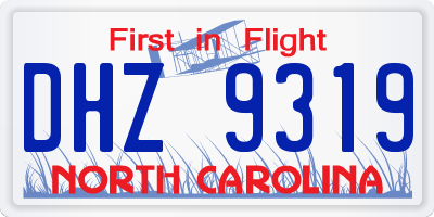 NC license plate DHZ9319