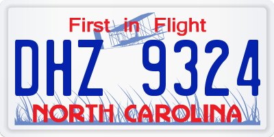 NC license plate DHZ9324