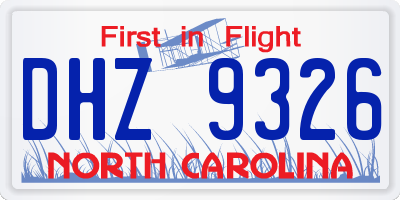 NC license plate DHZ9326