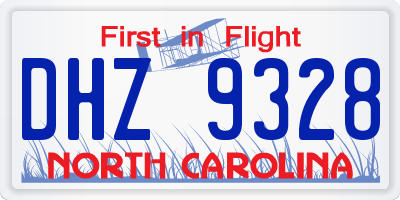 NC license plate DHZ9328