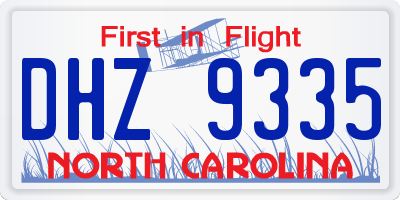 NC license plate DHZ9335