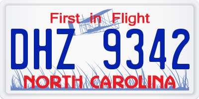 NC license plate DHZ9342