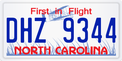 NC license plate DHZ9344