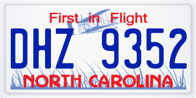 NC license plate DHZ9352