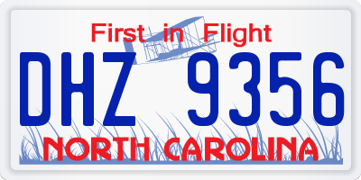 NC license plate DHZ9356