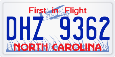 NC license plate DHZ9362