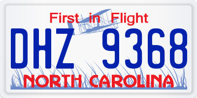 NC license plate DHZ9368