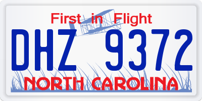 NC license plate DHZ9372