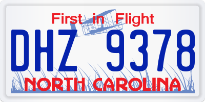 NC license plate DHZ9378