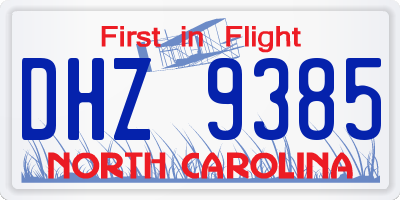 NC license plate DHZ9385