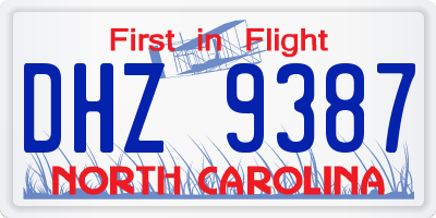 NC license plate DHZ9387