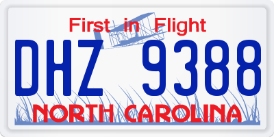 NC license plate DHZ9388