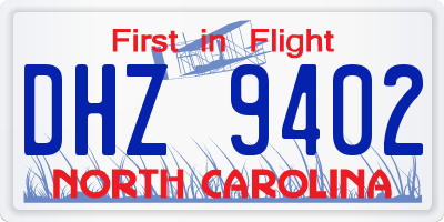 NC license plate DHZ9402
